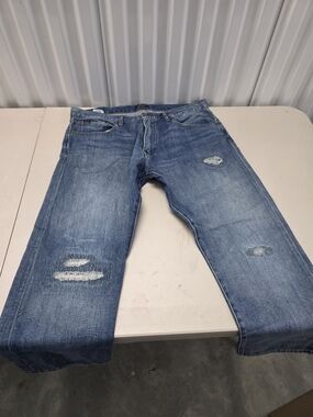 Polo by Ralph Lauren Men's Blue Straight-Leg Distressed Jeans